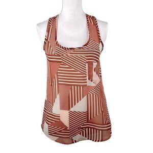 Mine Rust Black & White Striped Sheer Sleeveless Tank Top Size Small